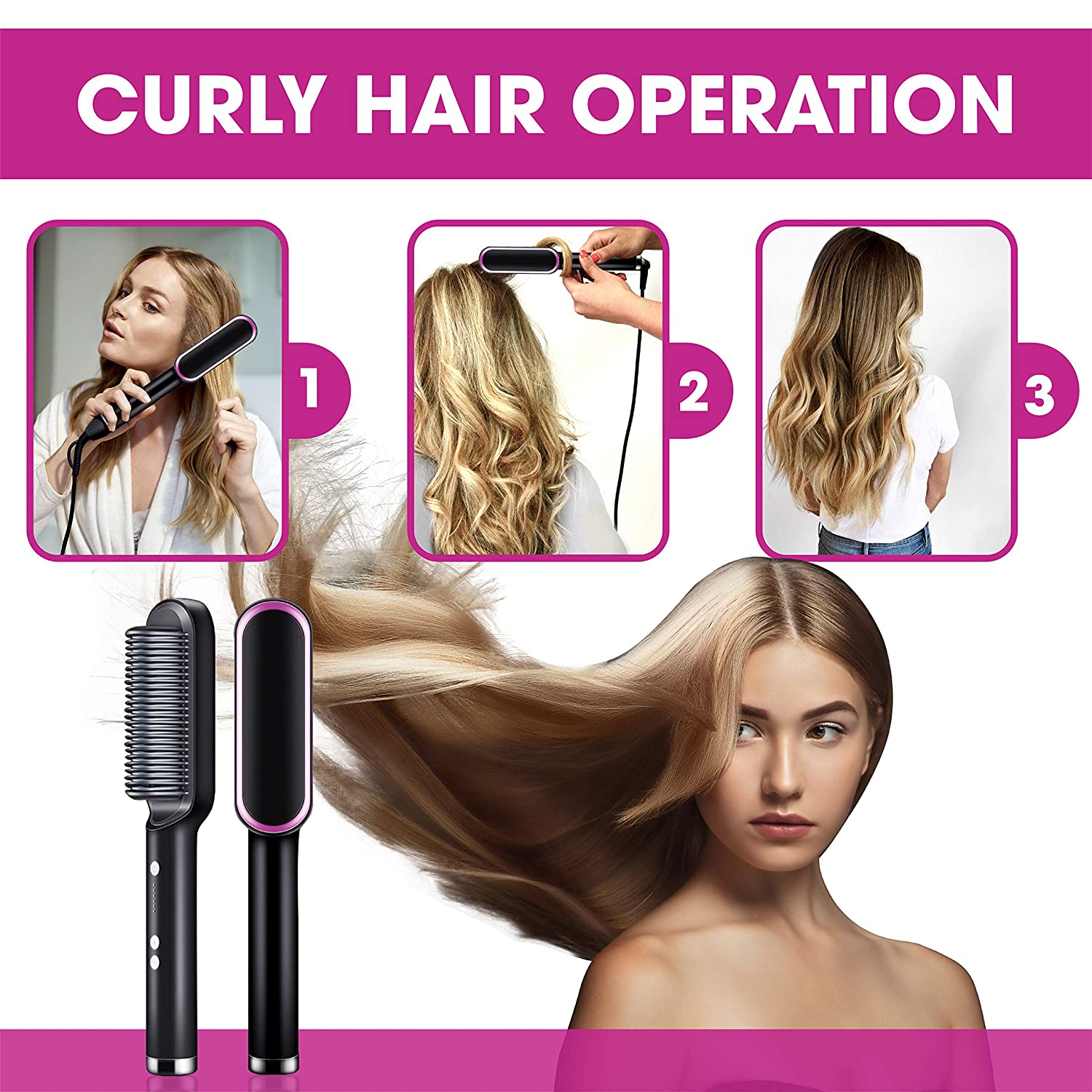 Hair Straightener Iron Brush