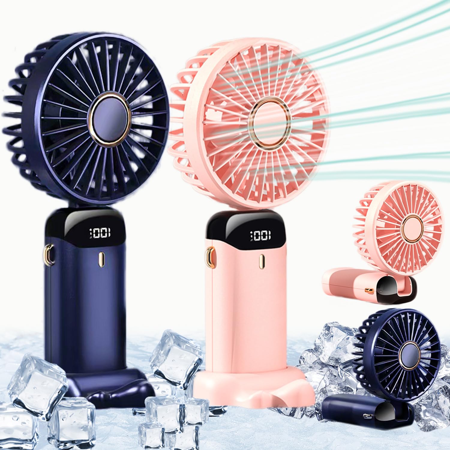Rechargeable Hand Fan with LED Display | 5 Speed Modes