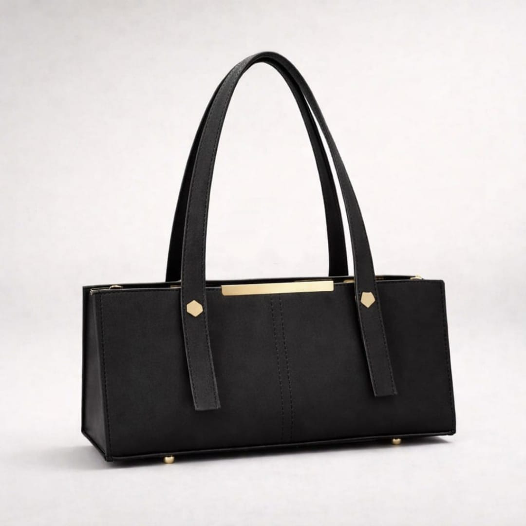 Grace Line Structured PU Leather Tote Bag for Women Black