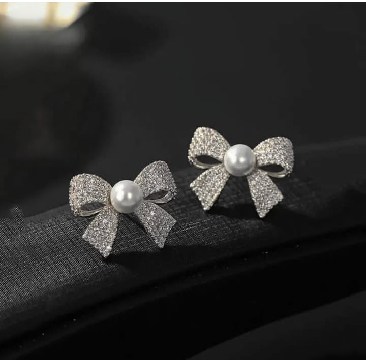 Korean Elegant Zircon Bow style Earrings