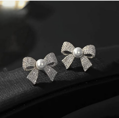 Korean Elegant Zircon Bow style Earrings