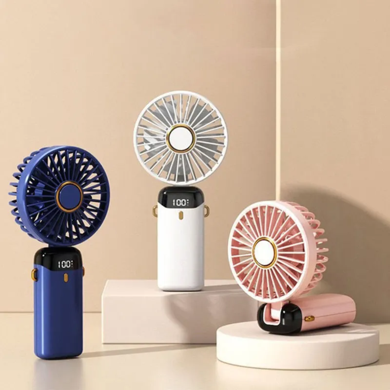 Rechargeable Hand Fan with LED Display | 5 Speed Modes Portable Mini Handy Fan for Kids &amp; School Use