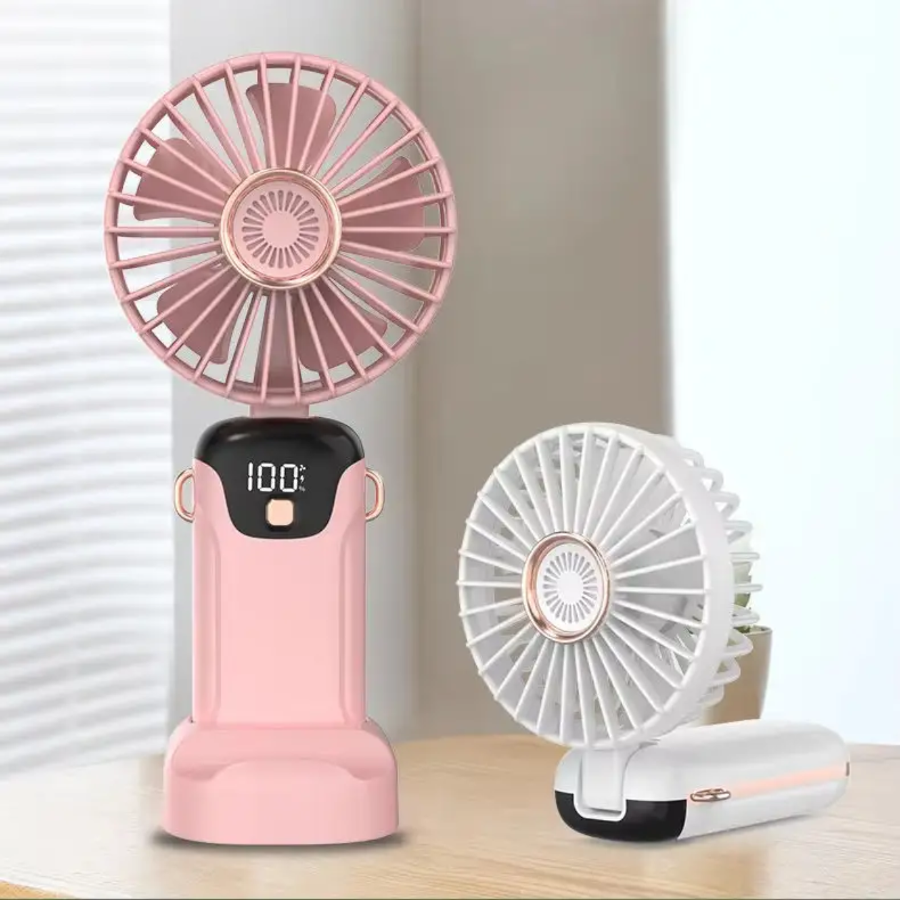 Rechargeable Hand Fan with LED Display | 5 Speed Modes Portable Mini Handy Fan for Kids &amp; School Use