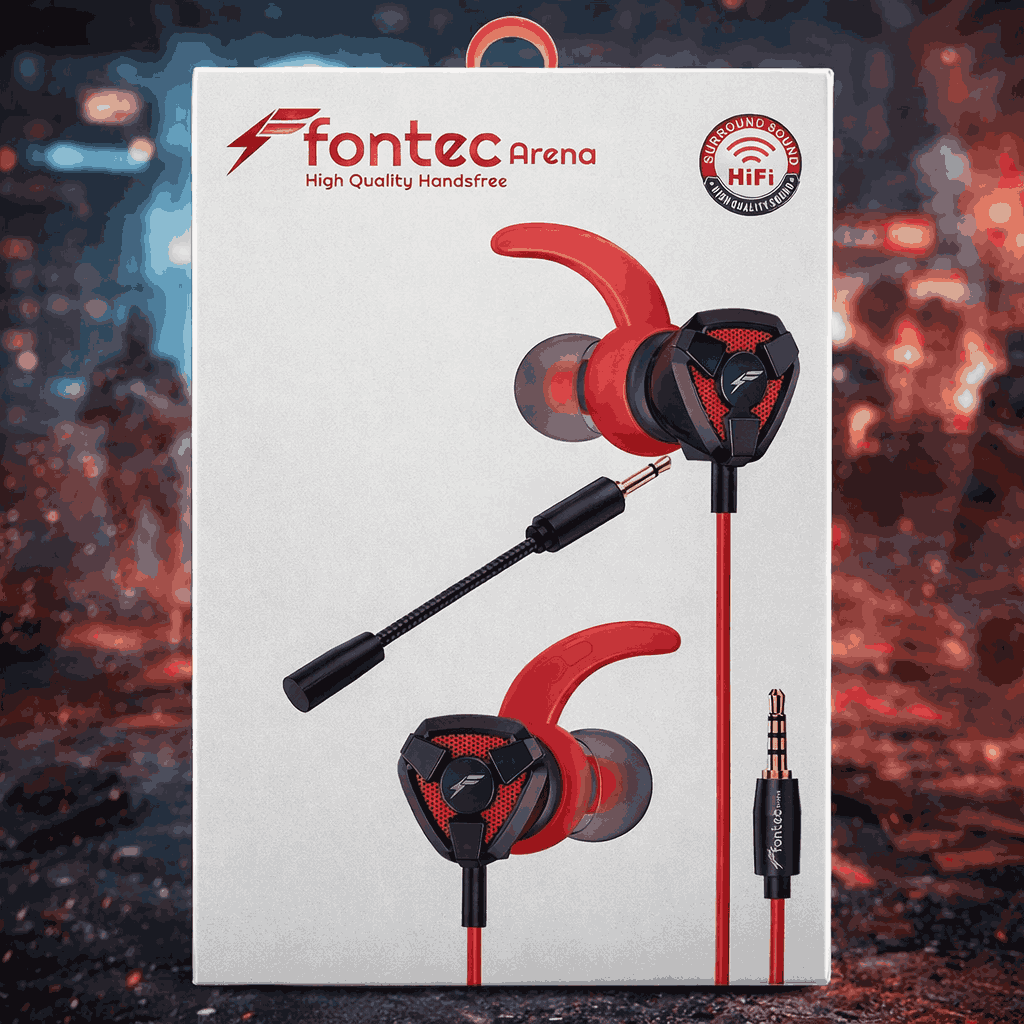 Fontec Arena Gaming Earphones with Detachable Mic – 3.5mm