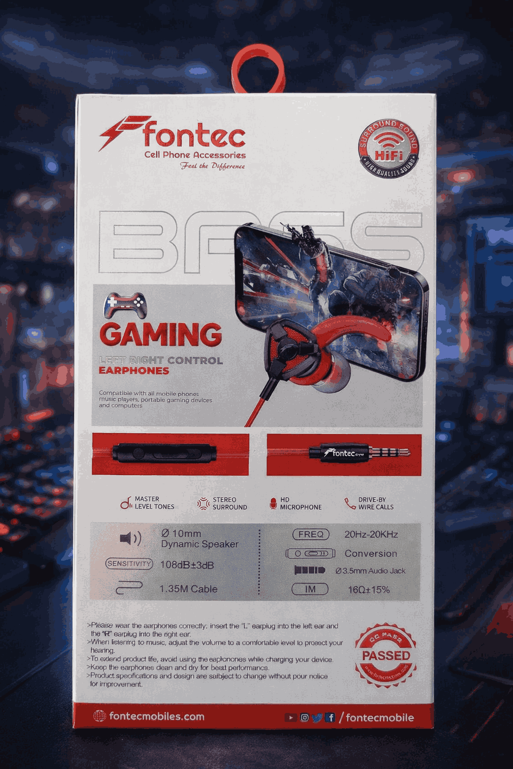 Fontec Arena Gaming Earphones with Detachable Mic – 3.5mm