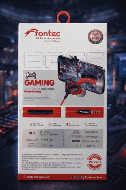 Fontec Arena Gaming Earphones with Detachable Mic – 3.5mm