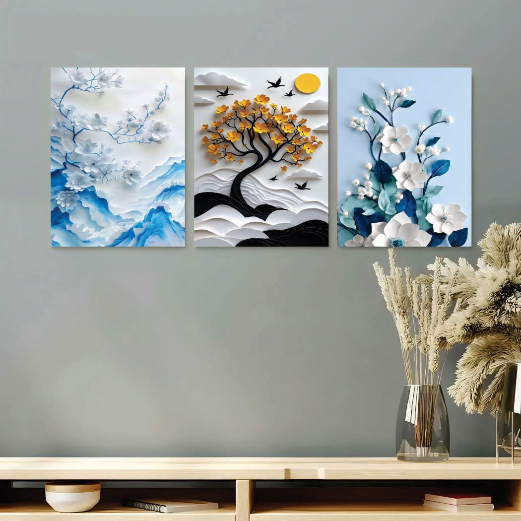 Set of 3 Premium Wall Art Photo Tiles