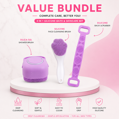 3 in 1 Silicone Bath &amp; Skincare Value Bundle – Shower Brush