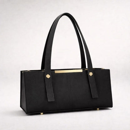 Grace Line Structured PU Leather Tote Bag for Women Black