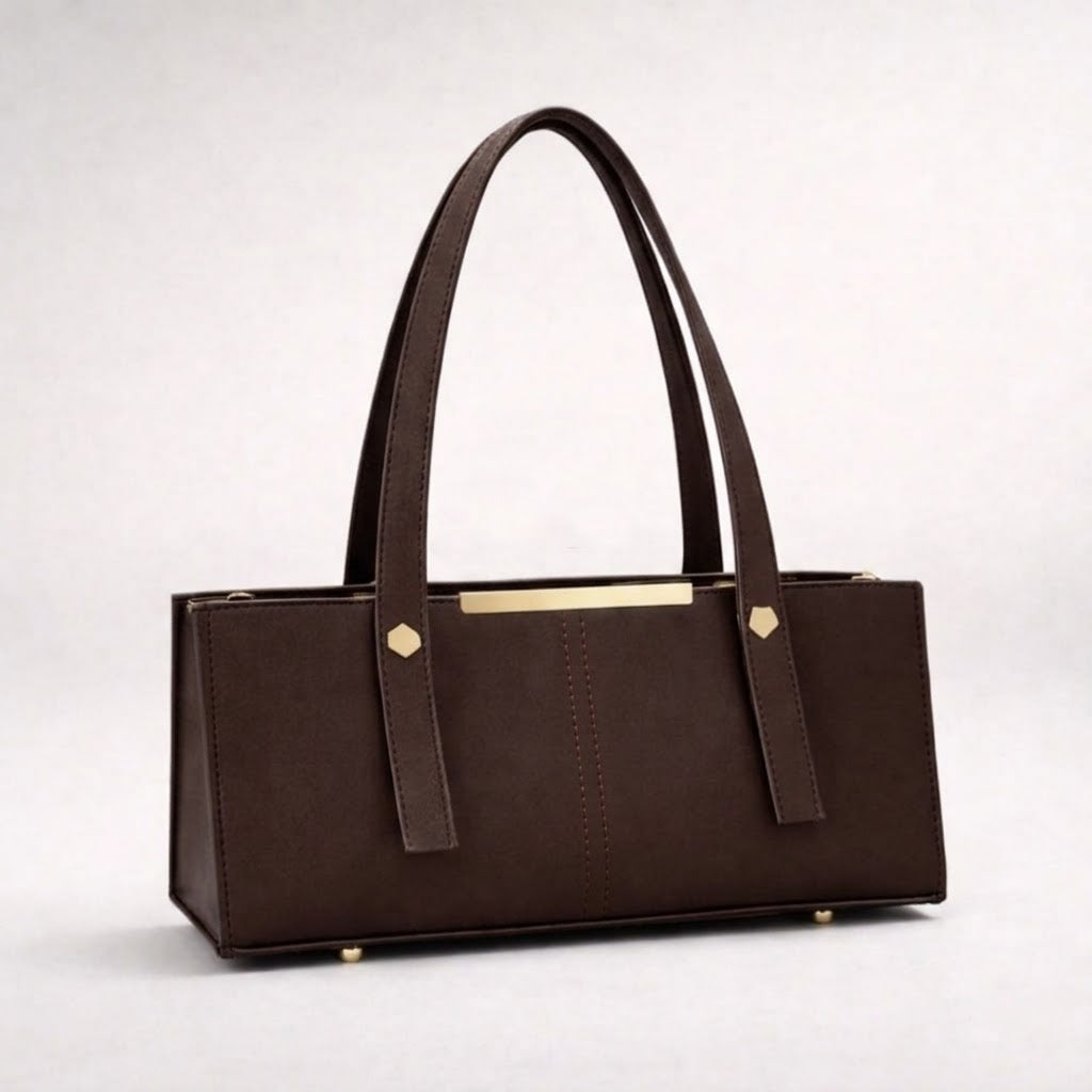 Grace Line Structured PU Leather Tote Bag for Women Black