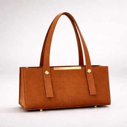 Grace Line Structured PU Leather Tote Bag for Women Black