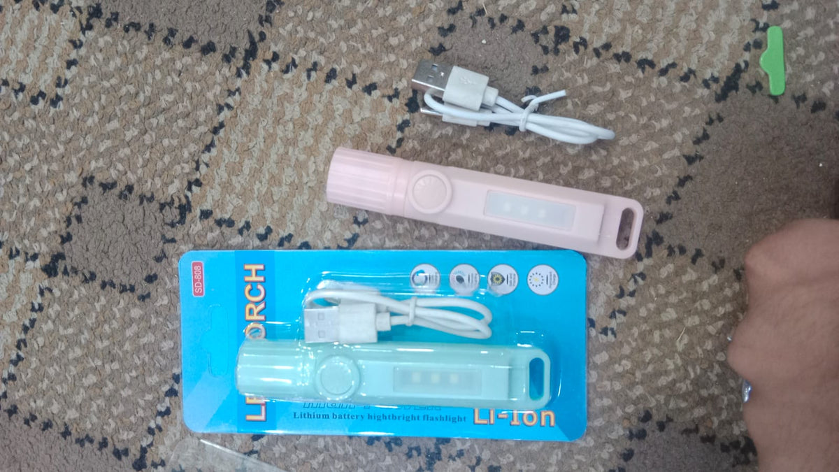 Rechargeable LED Torch Light with USB Charging Cable