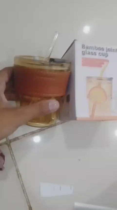 Premium Amber Glass Coffee Tumbler –